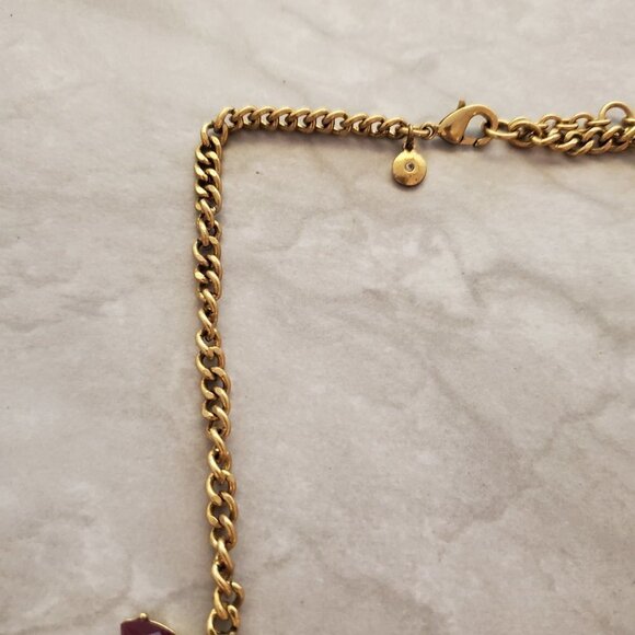 💖 J.Crew Dark Maroon Red Rhinestone Crystal Pave Fan Cluster Statement Necklace - Picture 2 of 13